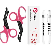 Trauma Shears for Nurses 7.5" Medical Scissors with Carabiner and Pen Lights for Nurses Pen Light with Pupil Gauge and Ruler Reusable Penlight Medical Pen Light for Doctors Nursing Students