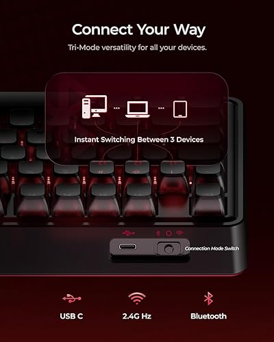 Miniatura 6 de PIXIU 98 Wireless Mechanical Gaming Keyboard, Cherry MX2A Brown Switches, 8000Hz Polling, Tri-Mode Bluetooth2.4GUSB-C Wired, Hot-Swap Gasket Custom