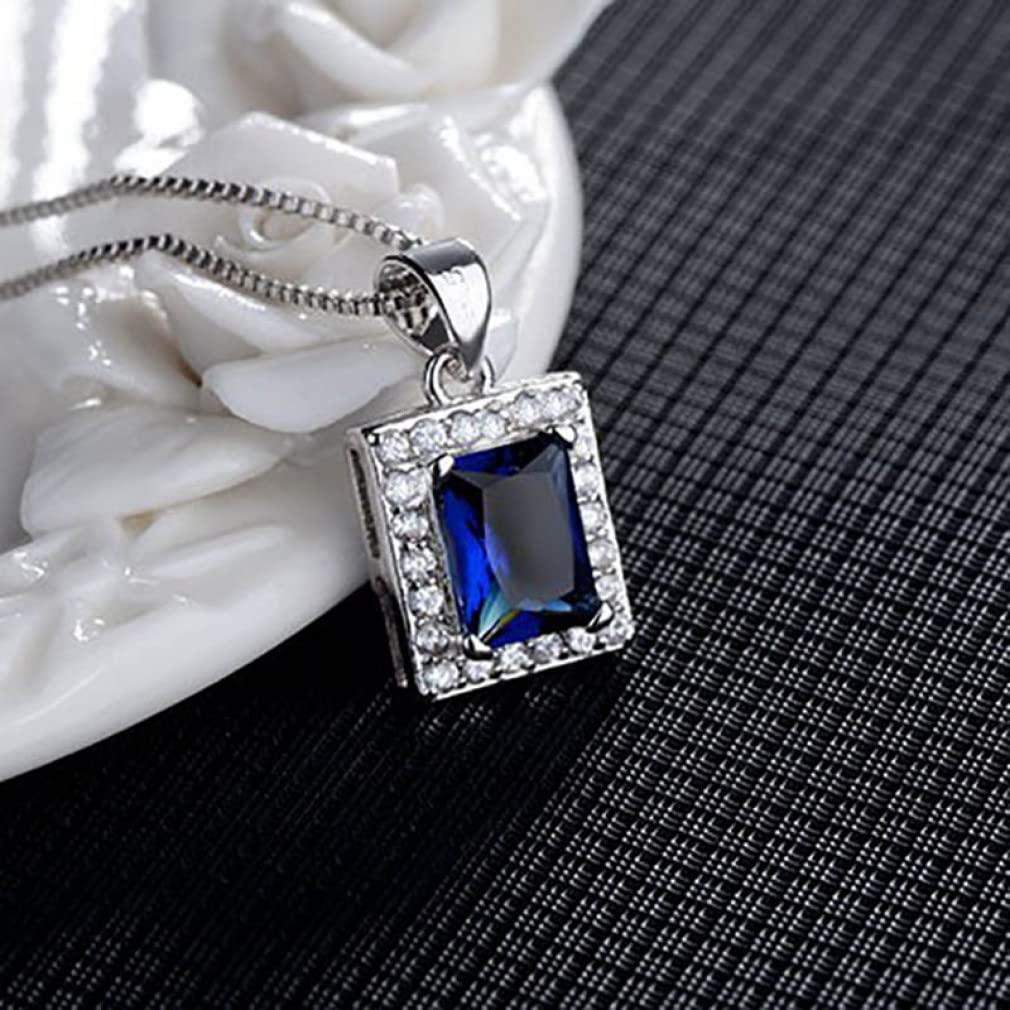 Collana a Sospensione Rettangolare per Donne Argento 925 Gioielli Geometria Gemme Femminile