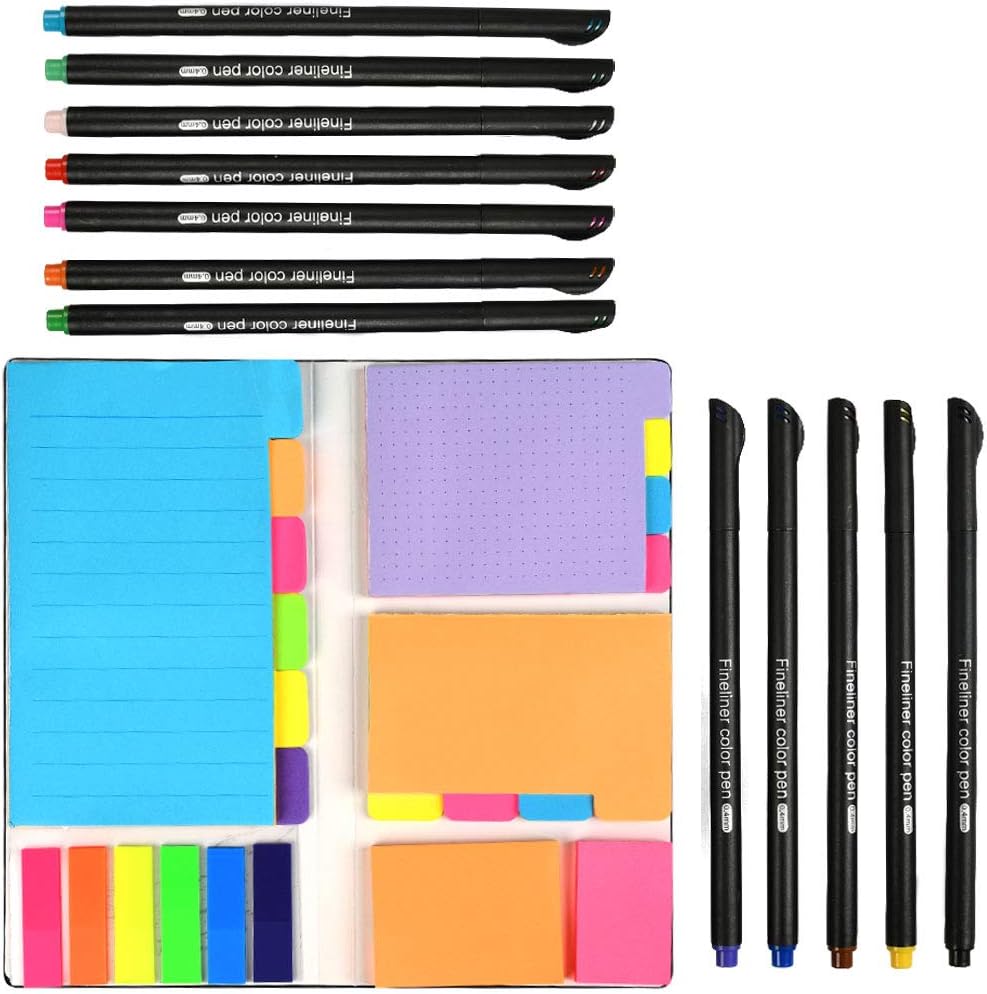 YOTINO 426 Pcs Colored Divider Sticky Notes Set with Fineliner Color Pens, Sticky Page Markers Prioritize Coding Sticky Divider Tabs for Planner, Bullet Journaling Writing, Note Taking Calendar