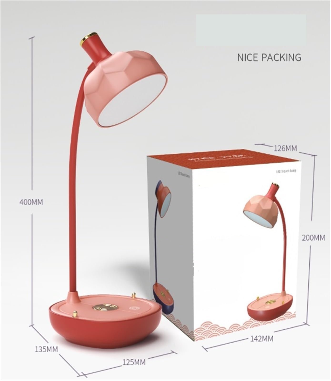 Ochrona Oczu Lampka Biurkowa LED Z Akumulatorem USB I Sterowaniem Dotykowym Do Nauki Lampa Biurkowa(Rot)