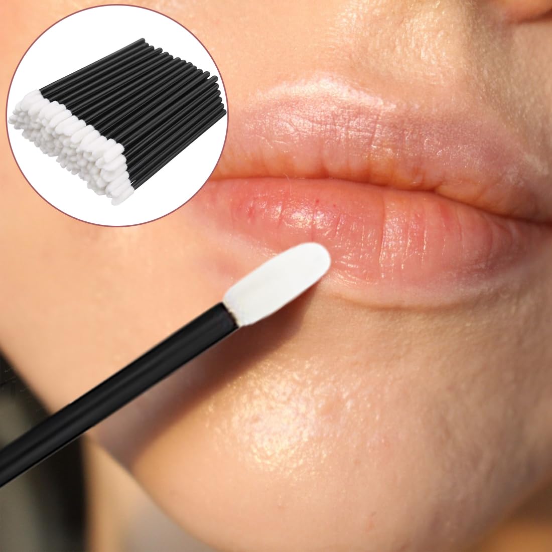 50 pezzi Pennelli Labbra Multifunzionale, Usa e Getta, Monouso, Lip Gloss Applicatore Bacchette, Applicatore Bacchette Makeup Tool per Dettagli per Sopracciglia, Labbra