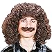 Produktbild Herren-Perücke Wolfgang mit Schnäuzer für Schlagersänger Kostüm Karneval Locken Braun