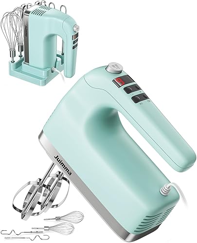 Batidora de mano eléctrica de mano, mezclador de alimentos de cocina de 9 velocidades de 400 W con pantalla digital y botón táctil, temporizador de