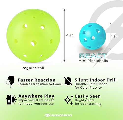 Miniatura 3 de PIKKOFUN React Mini Pickleball Balls - 5 Pack Quiet Training Balls for Improve Hand Speed, Paddle Control and Accuracy