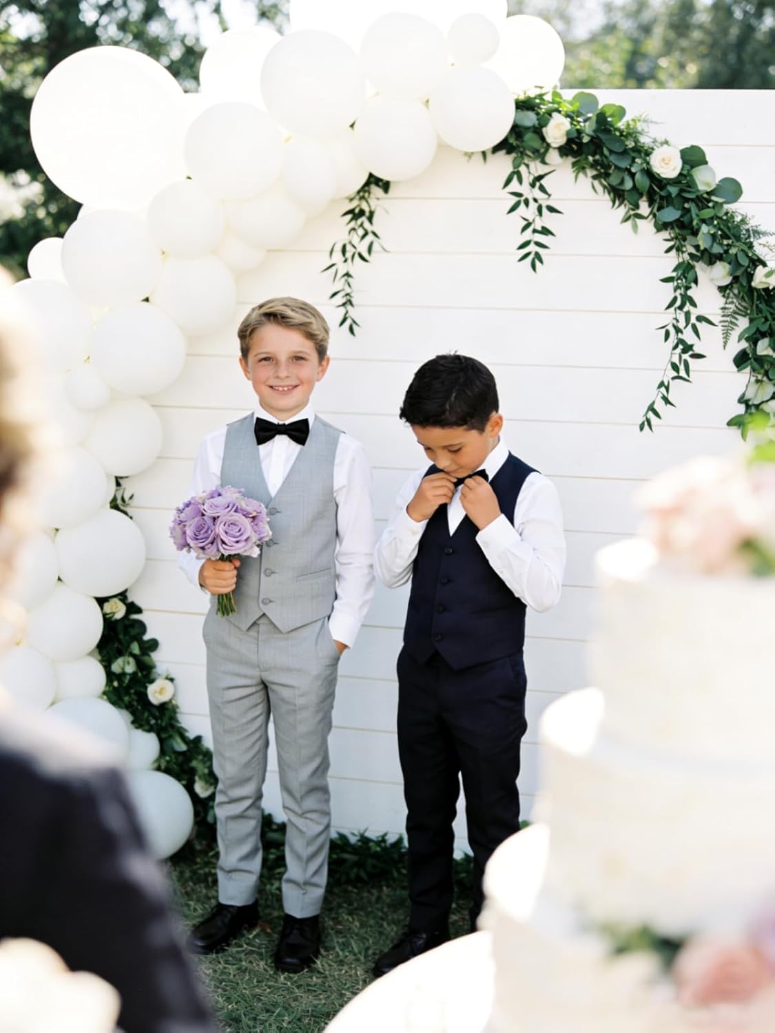 Boys Suits Kids Dress Vest Pants Set Ring Bearer Outfit, 5 Piece Formal Suit Set with Shirt,Necktie and Bow Tie - Image 4