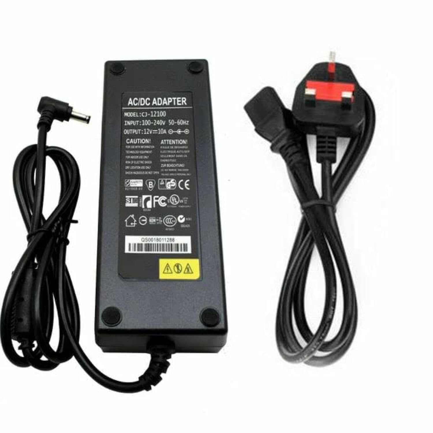AC 100-240v Adapter To DC 12V 10A 120W Power Supply Adapter with Power Cable UK Plug for CCTV Camera or LCD Monitor CCTV