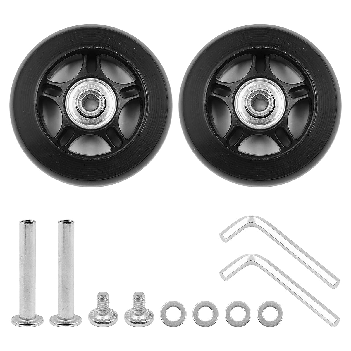 Set of 2 ZONADAH Suitcase Replacement Wheels 70x19mm Silent Rubber Caster with Bearings Screws Luggage Skate Repair Kit Durable Swivel Wheel for Travel Bags Trolley Cases