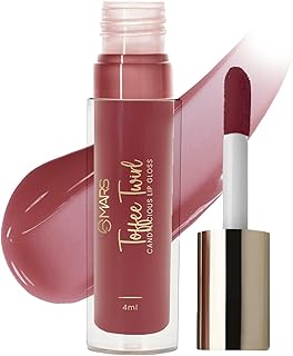 MARS Candylicious Sheer Lip Gloss for Women | Hydrating & High Shine | Lightweight | Non-Sticky | Enriched with Vitamin-E, Hyaluronic Acid & Avocado Ester (4.0ml) (11-TOFFEE TWIRL)