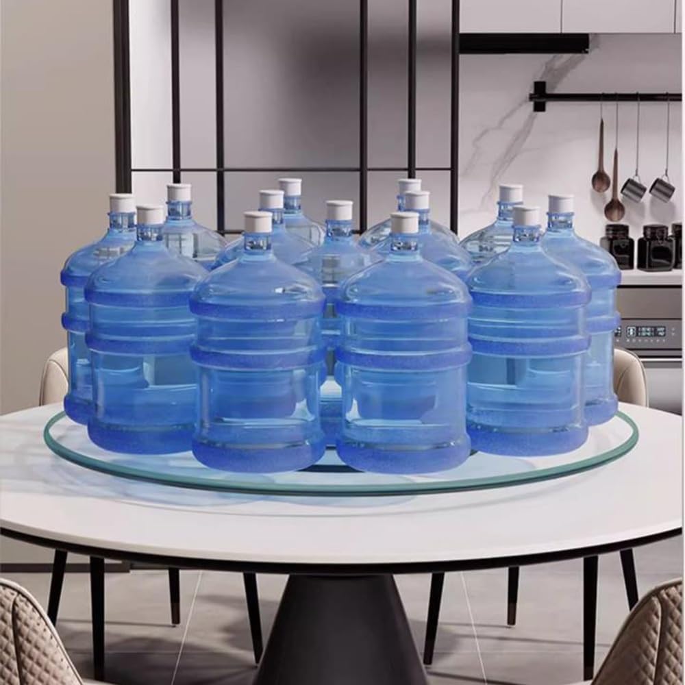 Plateau Tournant Rond en Verre Trempé De 76 Cm, Plateau De Service Épais De 10 Mm, avec Roulements Silencieux Et Rotation Fluide À 360° (70 Cm/27 Po)