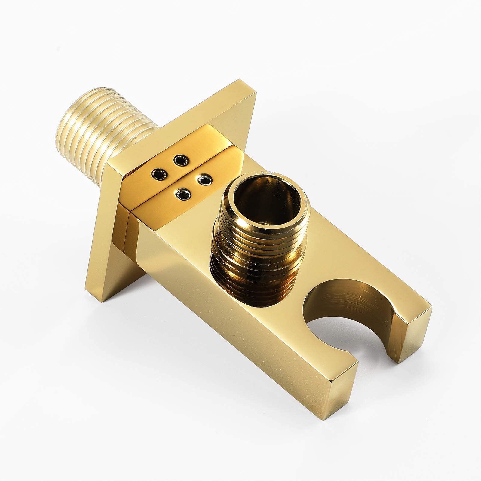 AKAZI Duschkopfhalter aus Messing, Handbrausehalterung, Wandmontage, quadratisch, Duschhalterung, G 1/2-Schnittstelle, Brausehalter, Schwarz (Titanium Gold)