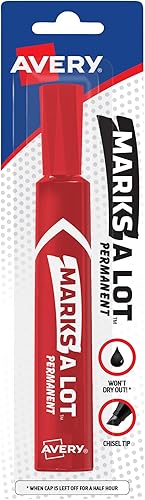 Miniatura 8 de AVERY Marks-A-Lot - Marcadores permanentes, tamaño regular estilo escritorio, punta de cincel, resistente al agua y al desgaste, 1 marcador rojo