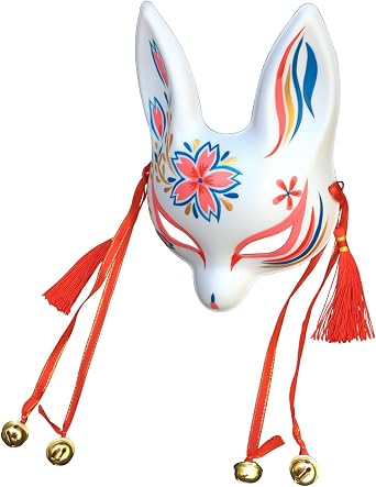 YangYong Little Bunny Kitsune Mask, Traditional Japanese Cosplay Rabbit Fox Kabuki Mask Kimono Costume Accessories Room Decor
