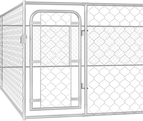 Vista 14 de Valla de acero galvanizado para perros al aire libre con techo, jaula para perros grande, corral para perros al aire libre, valla para patio trasero