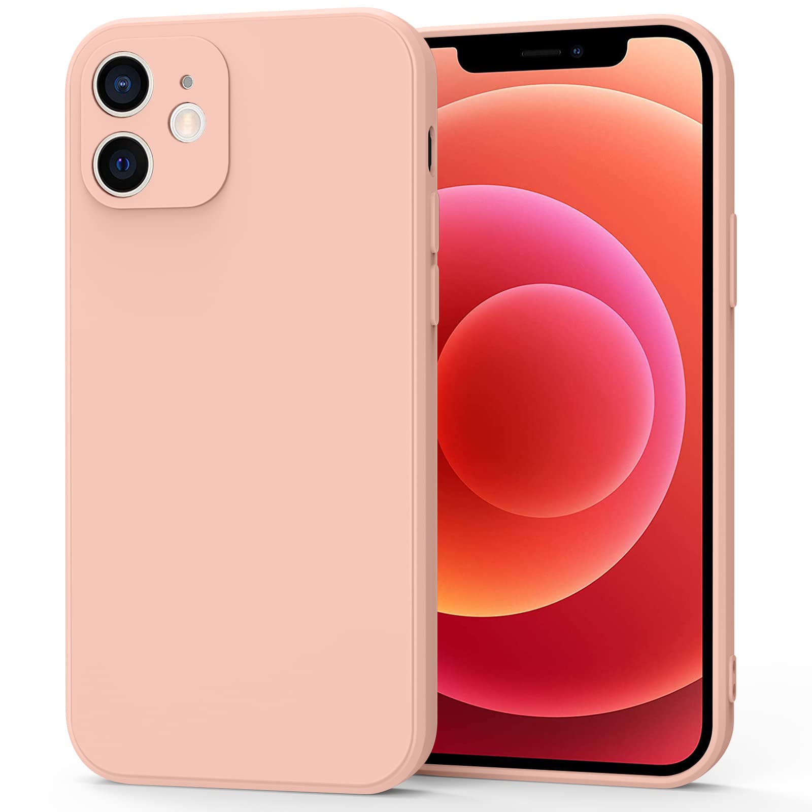 Vancle iPhone 12 Case - Pink, Soft Liquid Silicone, Anti-Scratch, Shockproof, Full Protection, Precise Hole Positions, Unique Straight Edge Design