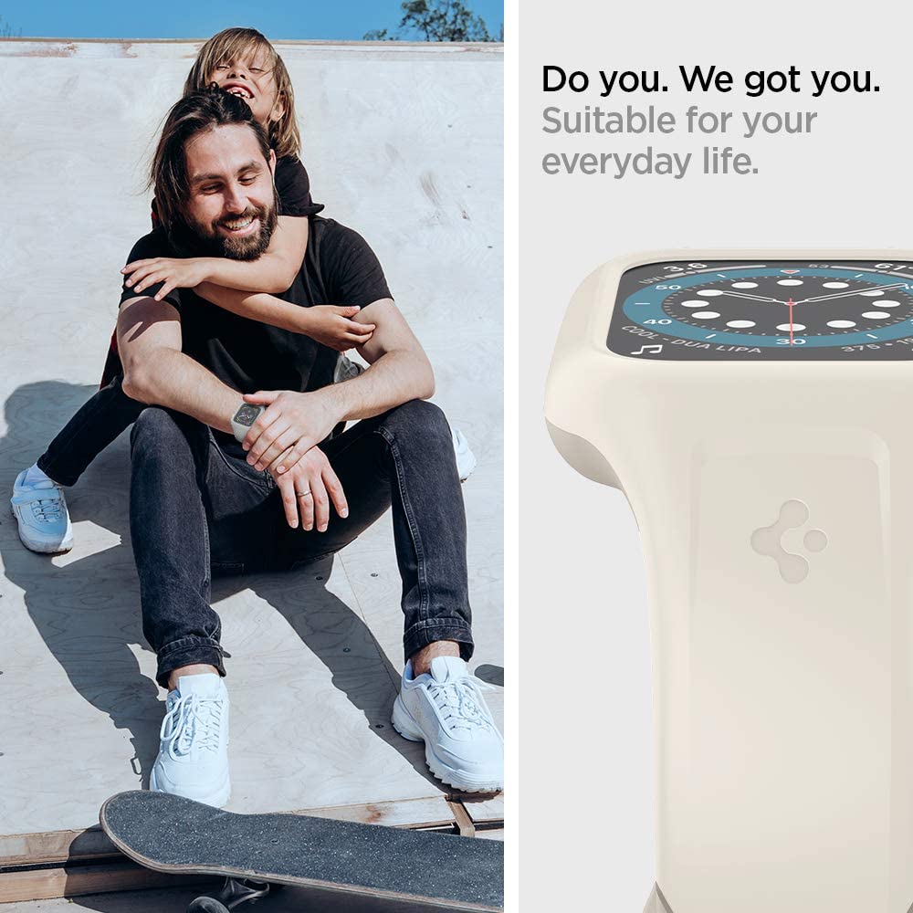 Spigen Case with Strap Band for Apple Watch Series SE3/SE2/6/SE/5/4 40mm, Sweat-Resistant, Slim Protection(Liquid Air Pro) - Soft White 2