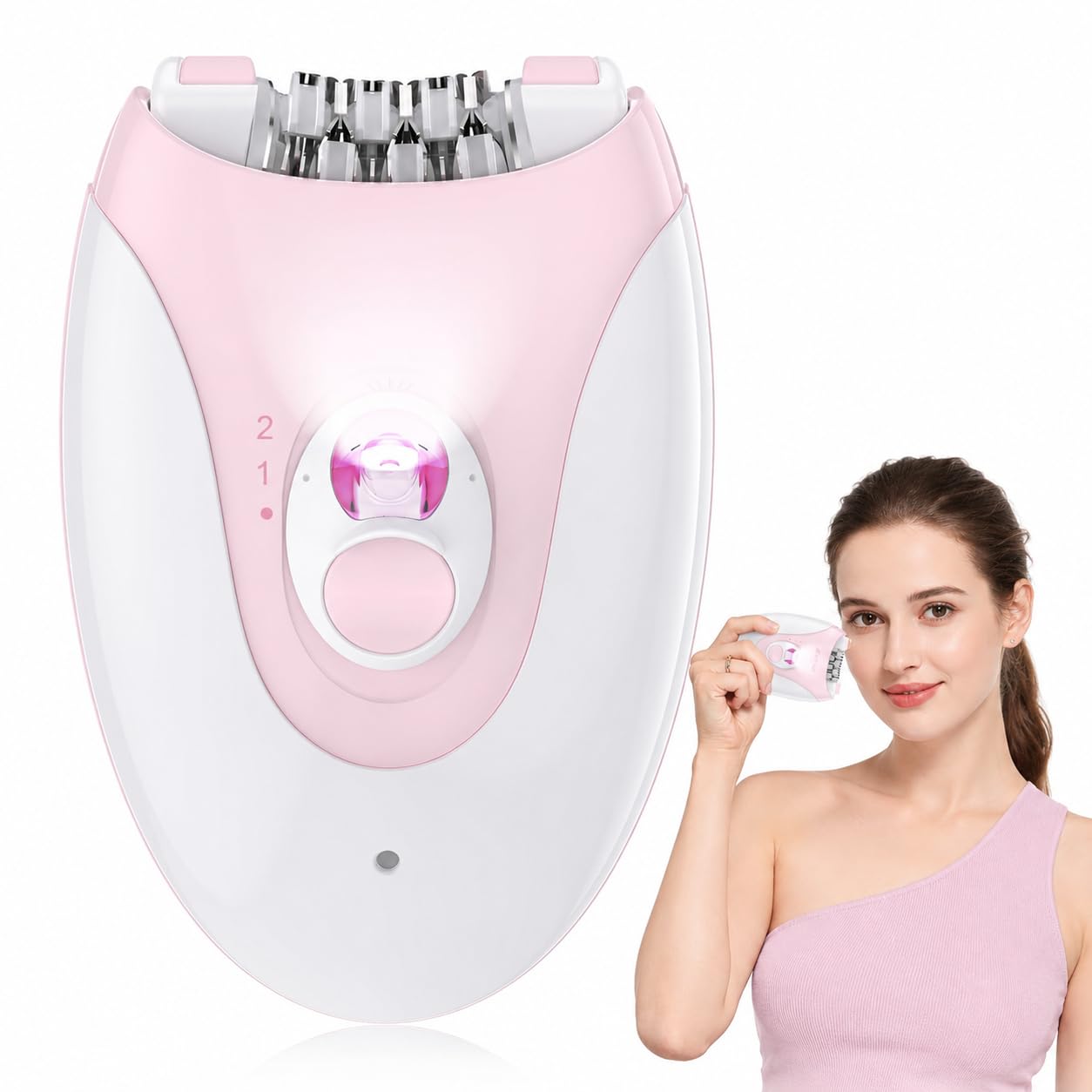 Epilator for Women Facial Hair Remover, Electric Hair Removal Device with 36 Tweezers, Long Lasting Smooth Skin 4–6 Weeks, 2 Speed Cordless USB, Wet Dry for Legs Arms Underarms Bikini Area Face Silver