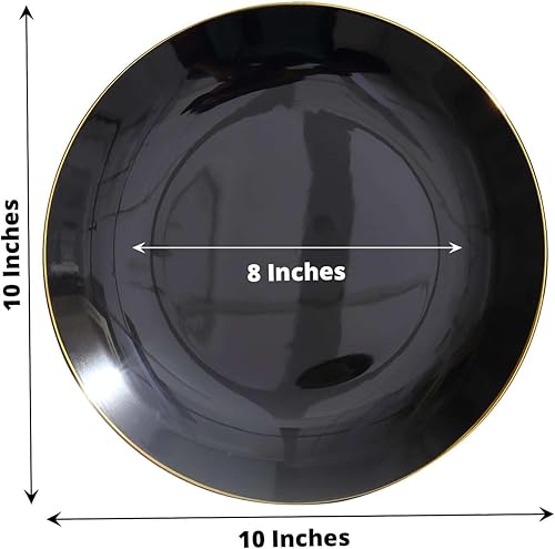 Miniatura 97 de Efavormart - Paquete de 10 platos redondos de plástico martillado transparente de 9 pulgadas para aperitivos de postres con borde dorado, plato