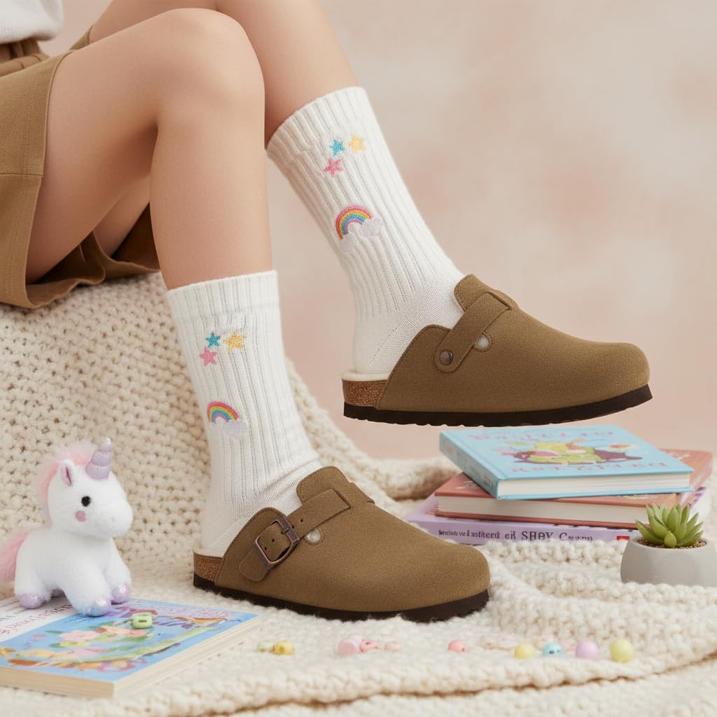 CUSHIONAIRE Hana Kids Cozy Clog Slipper, BROWN 4