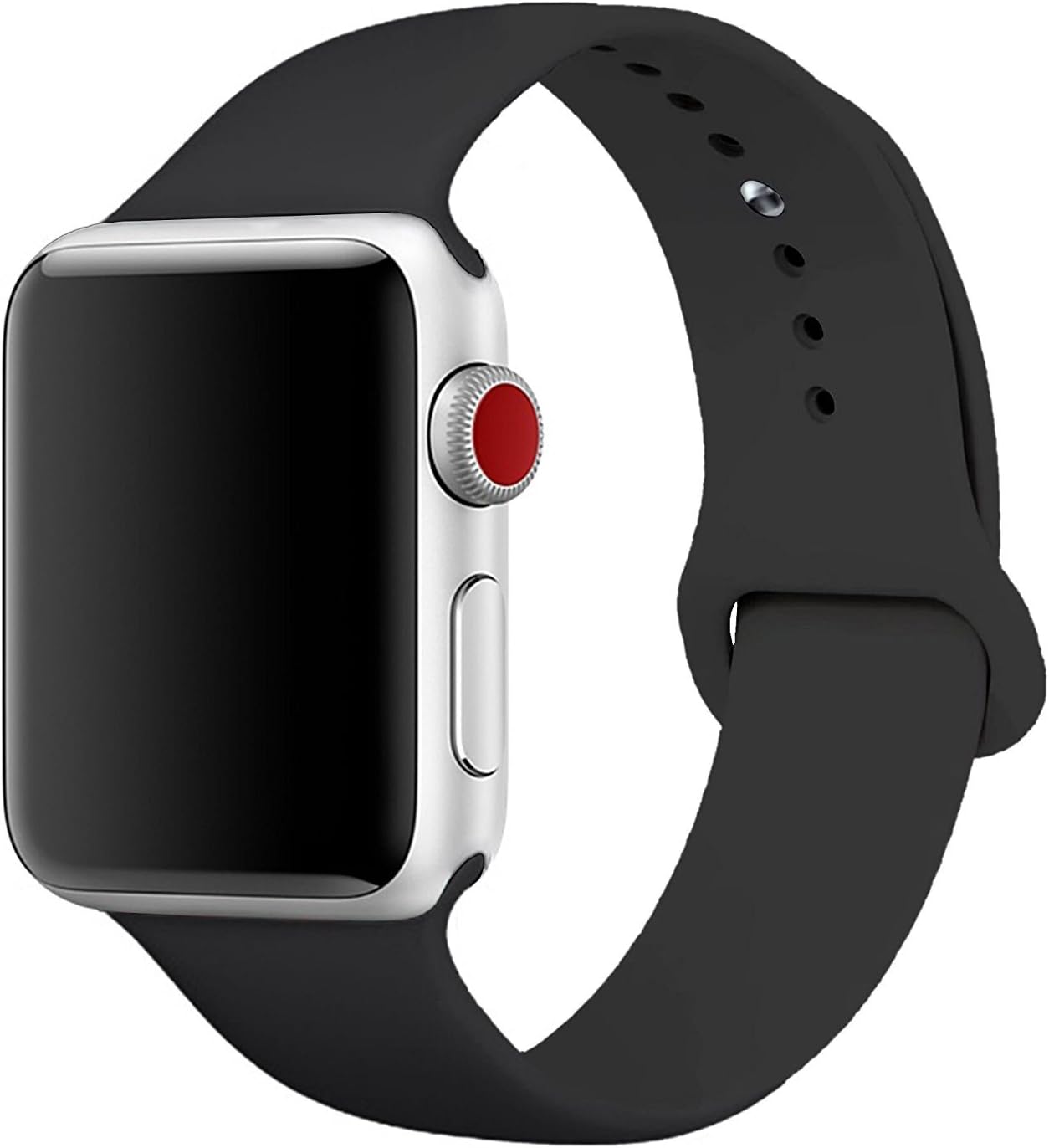 [3 Pieces] Band for Apple Watch 38mm,JOKHANG Soft Silicone Sport Band [2 Lengths] Large/Small Wrist Strap Replacement for Apple Watch 2015 & 2016 & 2017 All Models 38mm - Black