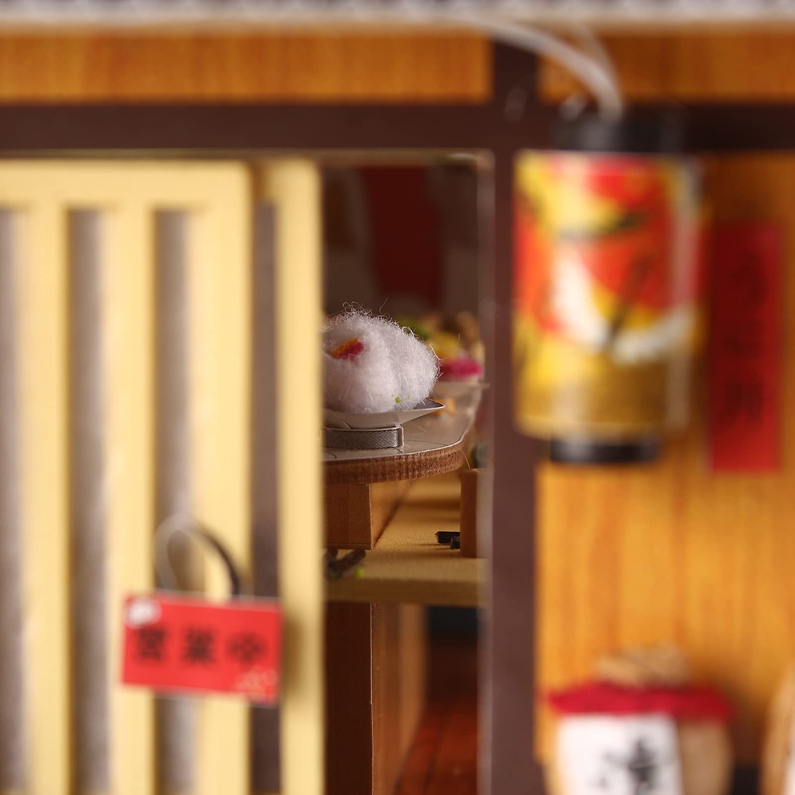 DIY Miniaturowy Zestaw Domowy, Drewniany DIY Sklep z Sushi Model Sklep z Jedzeniem i zabawą kreatywność Japońska Dioda LED montaż Rękodzieło Zabawka Miniaturowe Zestawy Domowe