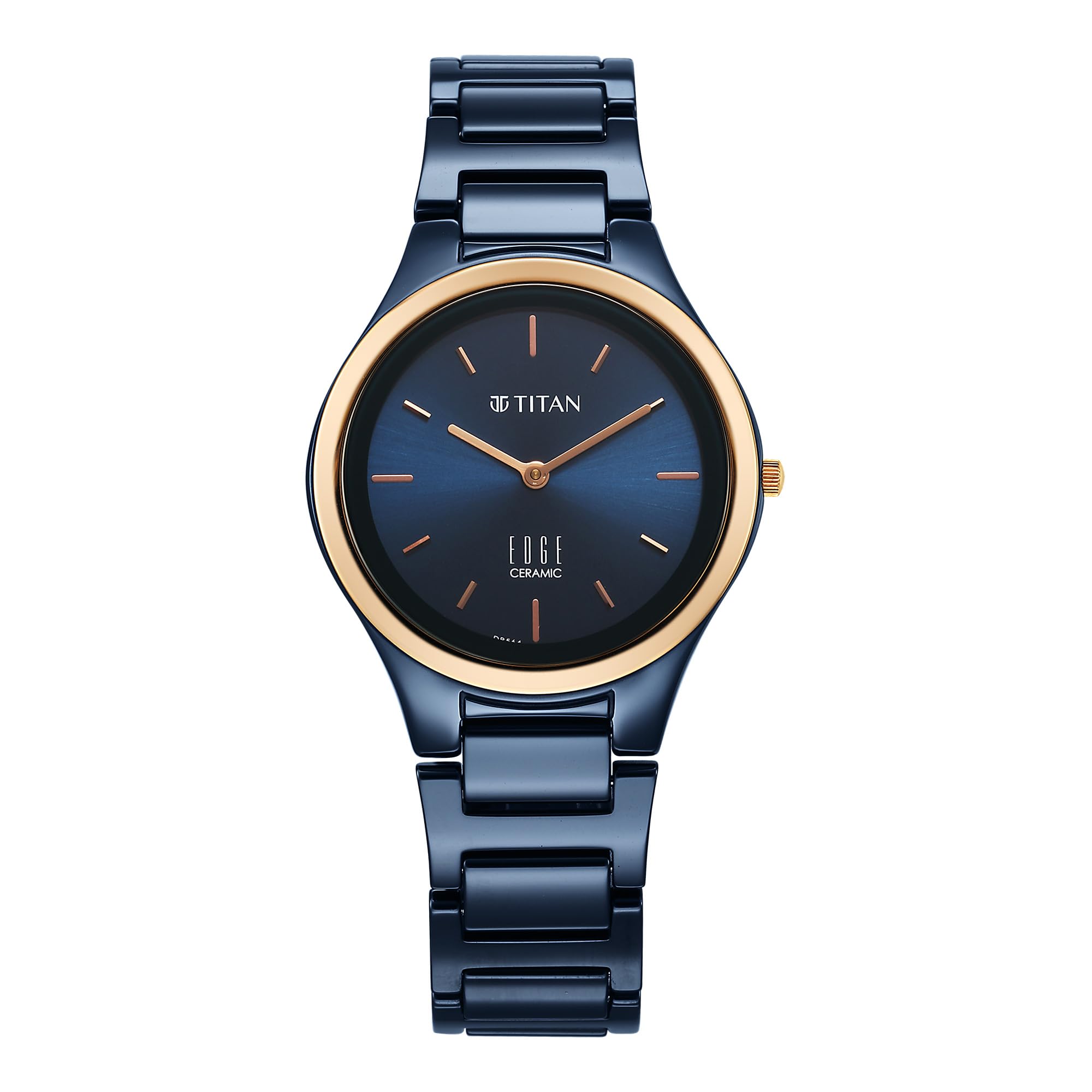 EDGE Titan Bicolour Quartz Analog Blue Dial Blue Ceramic Strap Watch for Women/NT2653KC11-image-5