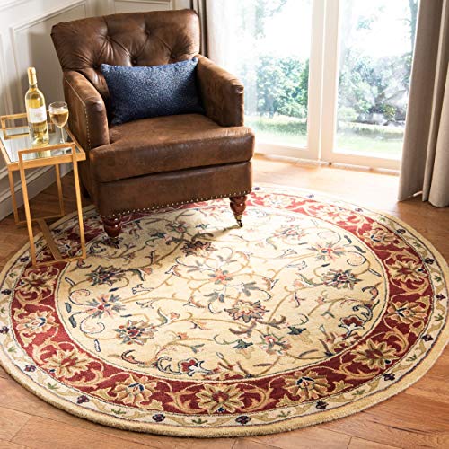 SAFAVIEH Classic Collection 5' Round Gold / Red CL398A Handmade Traditional Oriental Premium Wool Area Rug