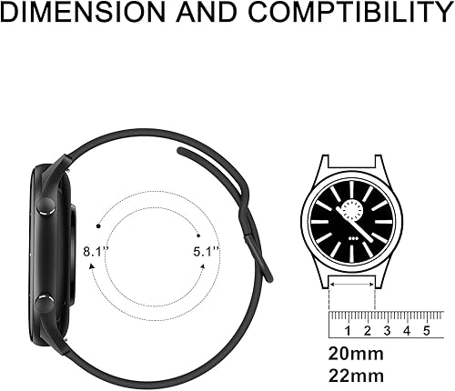 Miniatura 2 de Tobfit Correas de reloj de 0.787 in y 0.866 in, correas de reloj de liberación rápida con hebilla de metal a juego, silicona suave, transpirable,