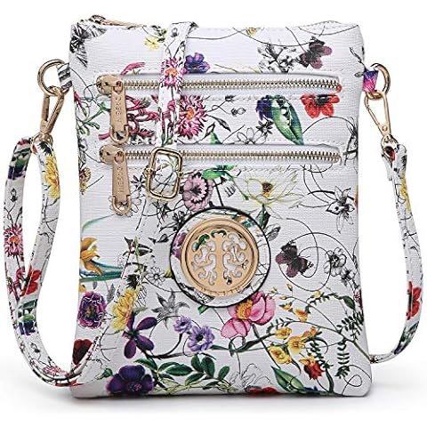 Dasein Women Small Crossbody Bag Lightweight Shoulder Purses Multi Zipper Pockets Phone Purse Handbag (white flower) Cover