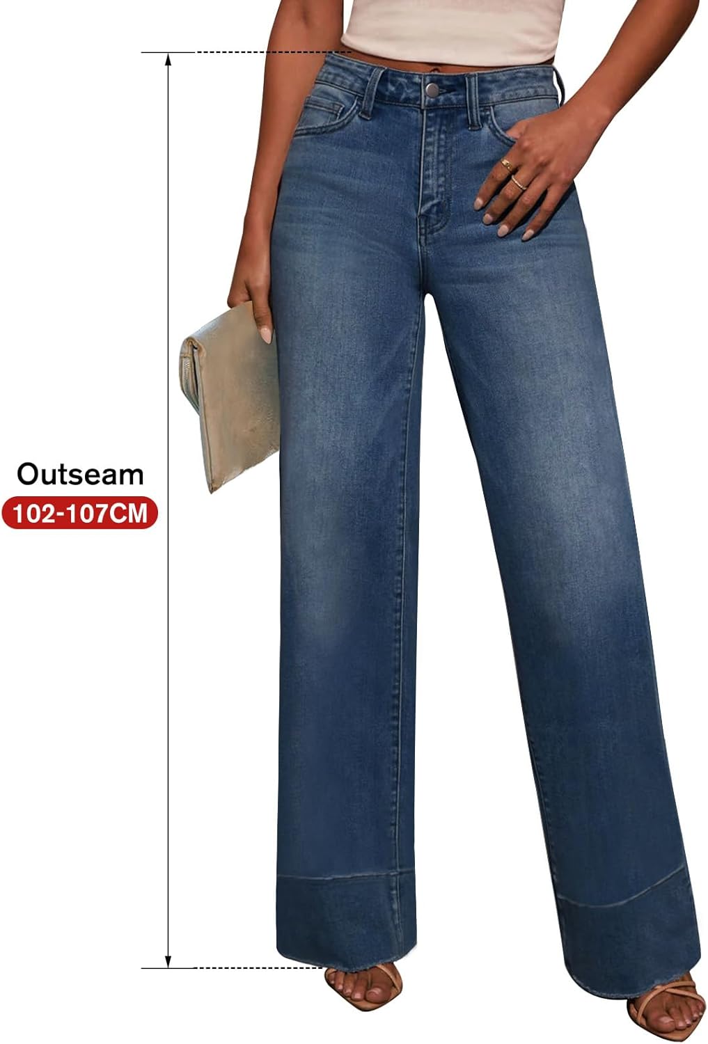 KUNMI Jeans for Women Wide Leg Baggy High Waist Boyfriends Straight Leg Stretchy Denim Pants Trendy Fall 2025