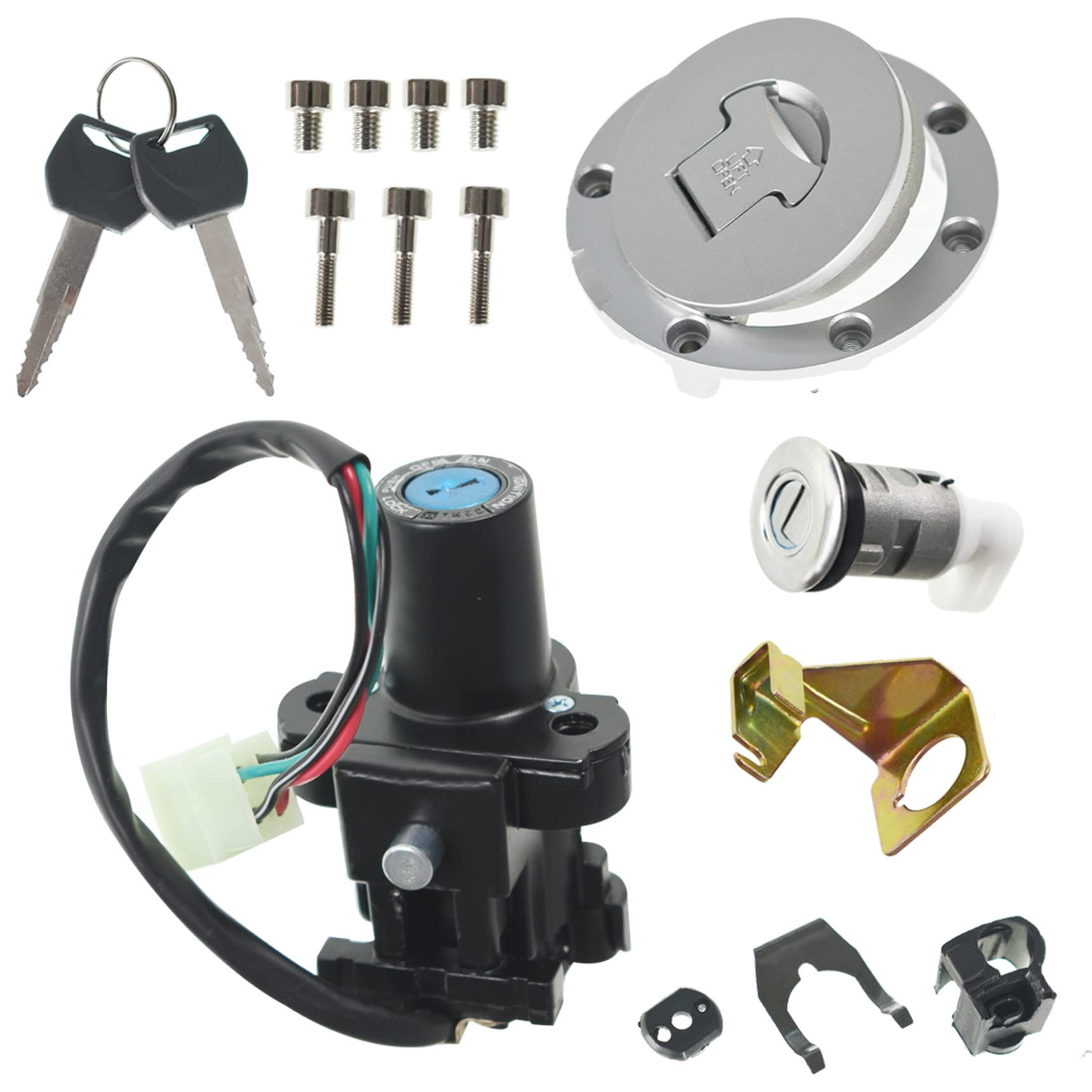 RainMan S Ignition Switch Set with Seat Lock Fuel Gas Cap Master Keys Set Replacement for Honda CBR900RR CBR929RR CBR600RR VFR800 VTR1000 CBR600 F4