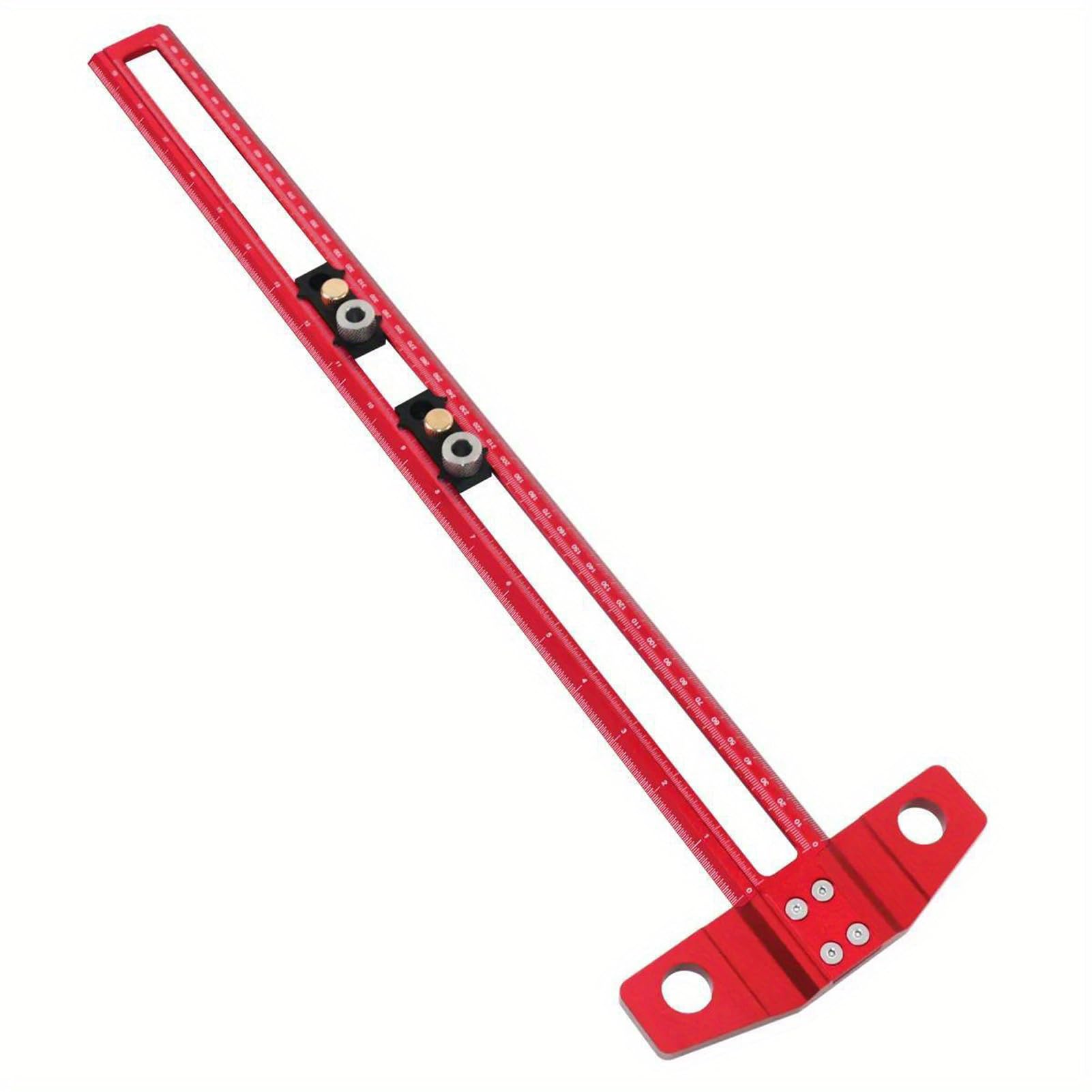 Righello di posizionamento per foratura multifunzionale 2 in 1 per la lavorazione del legno Strumento per marcatura a forma di T in lega di alluminio Scala metrica/imperiale con (500mm)