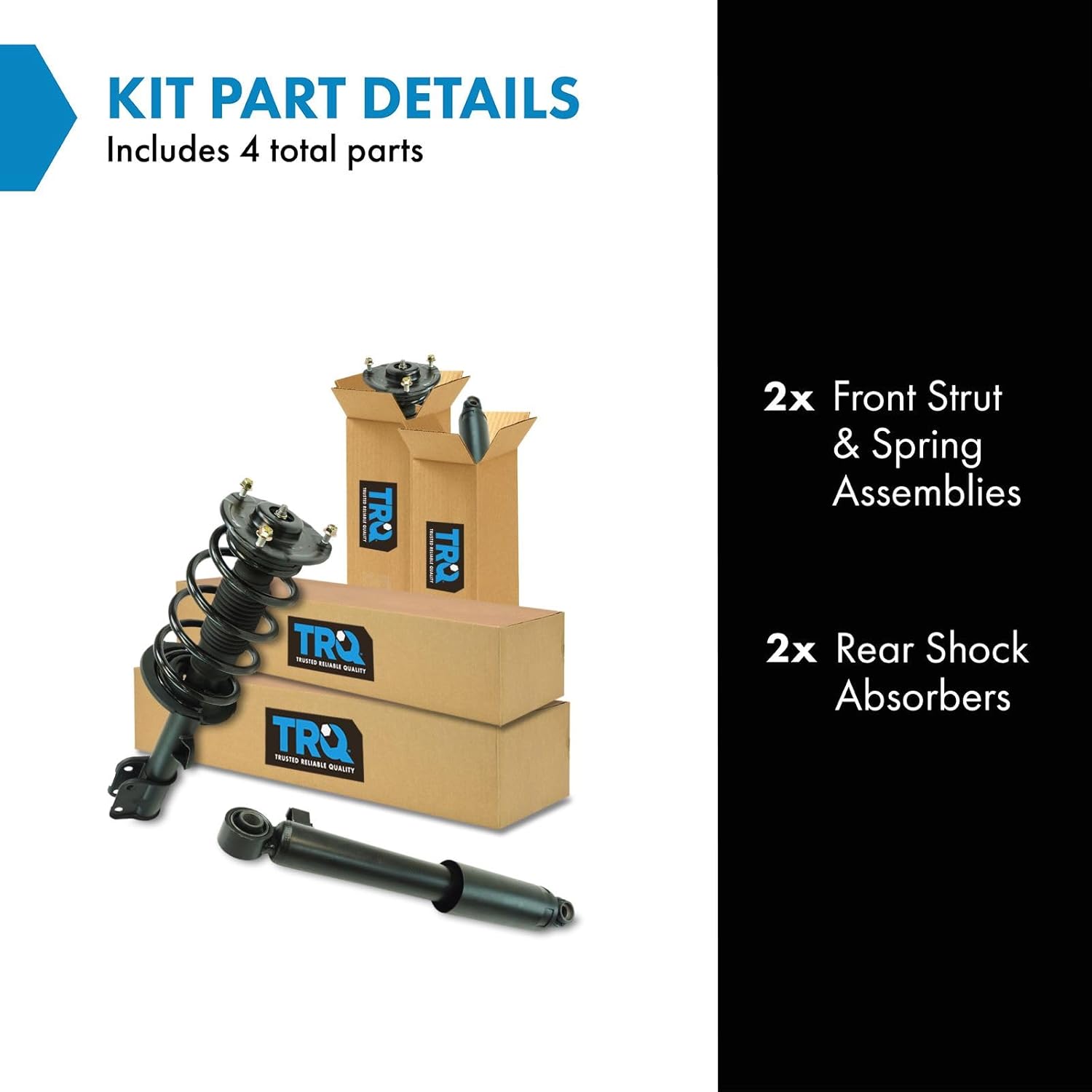 TRQ Front and Rear Complete Strut Assembly & Shock Absorber Kit Complete Strut & Coil Spring Assembly Compatible with 2011-2013 Kia Sorento
