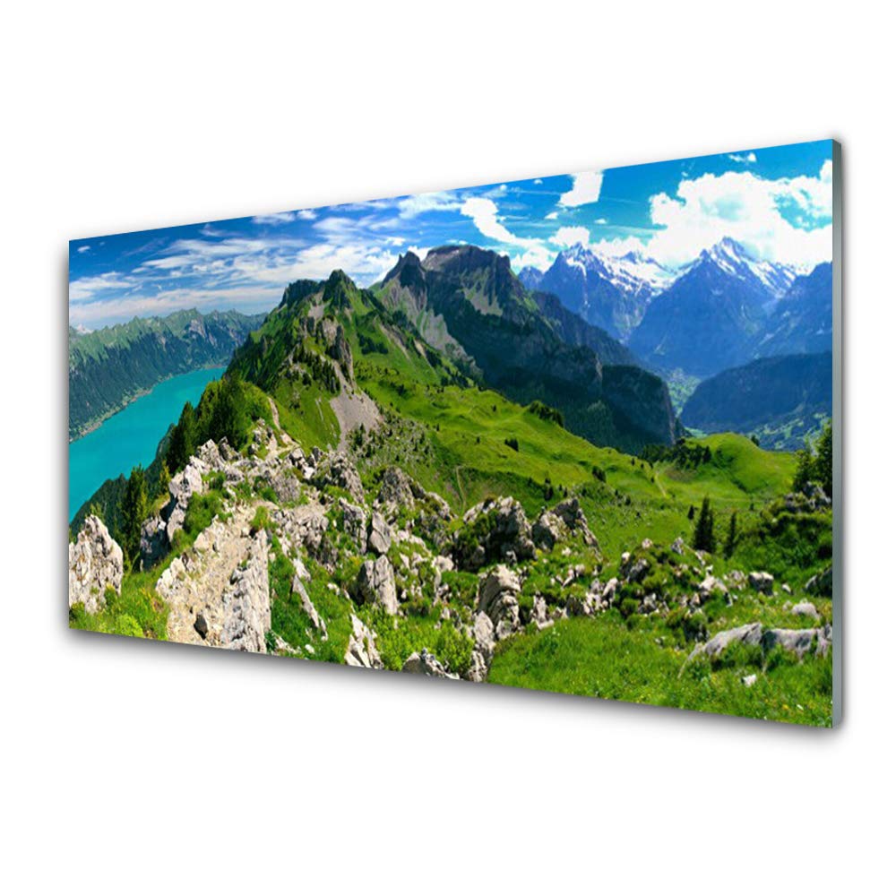 Tableau acrylique moderne haut de gamme Tulup 100x50cm paysage de montagnes effet miroir
