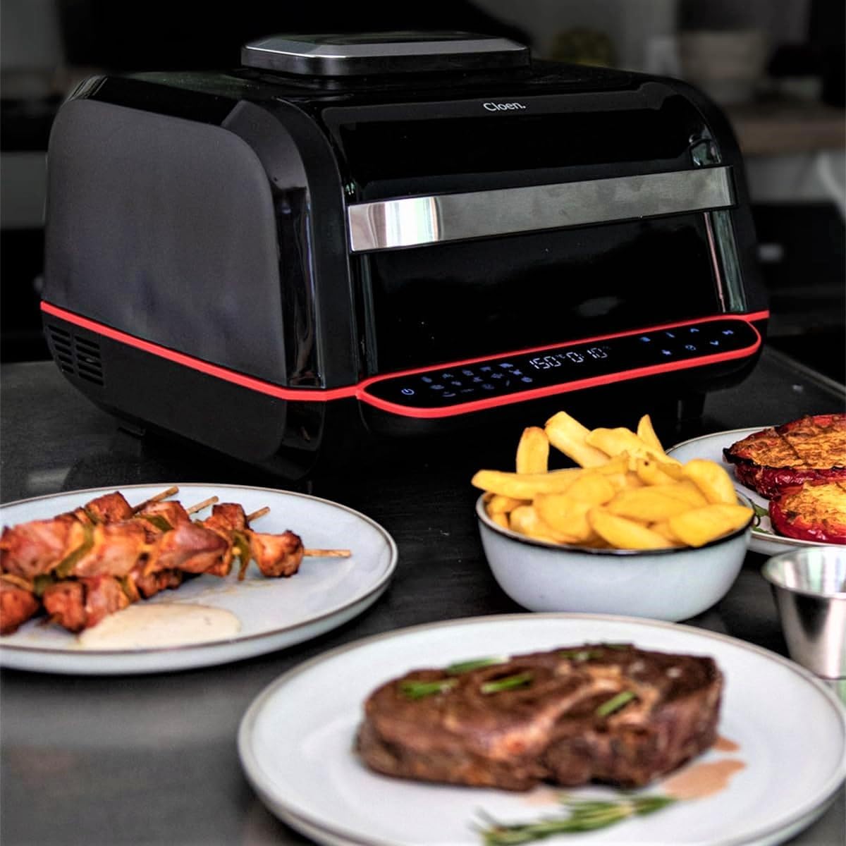 Foodie Fryer Cloen Friggitrice aria calda con il 97% in meno di olio 7L, 1700 W | Più di una friggitrice senza olio con 18 programmi, 8 dispositivi in 1, schermo LED touch, Foodie Fryer 8 in 1 Foodie Fryer Cloen Friggitrice aria calda con il 97% in meno di olio 7L, 1700 W | Più di una friggitrice senza olio con 18 programmi, 8 dispositivi in 1, schermo LED touch, Foodie Fryer 8 in 1