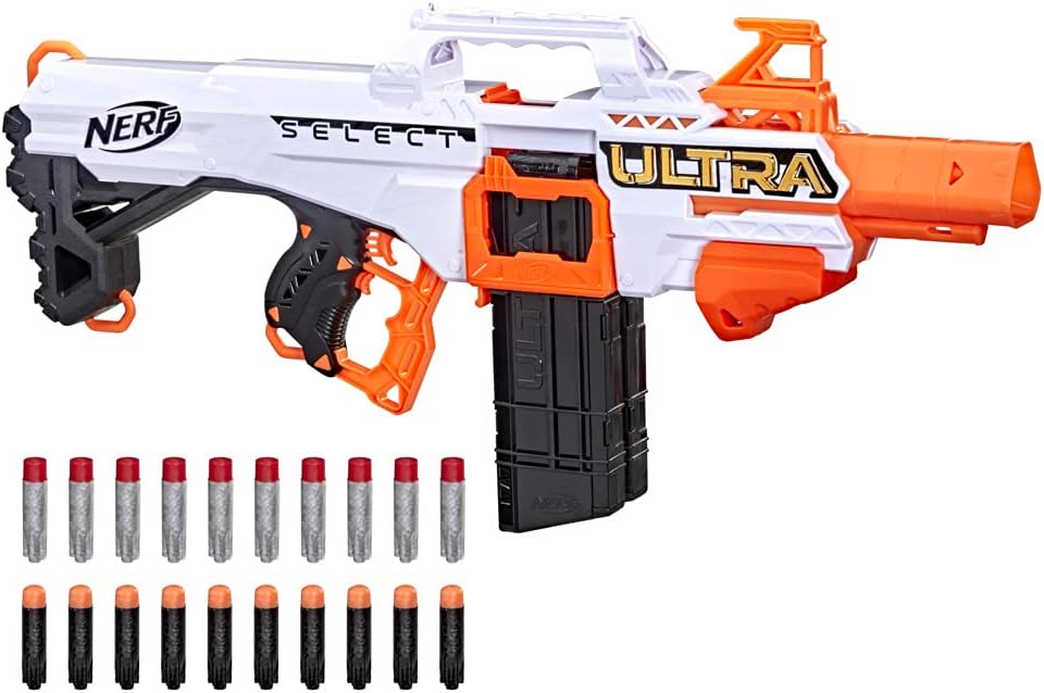Ultra Select Fully Motorized Blaster, Fire For Distance Or Accuracy, Includes Clips And Darts, Compatible Only With Nerf Ultra Darts, Multicolour, F0958U50