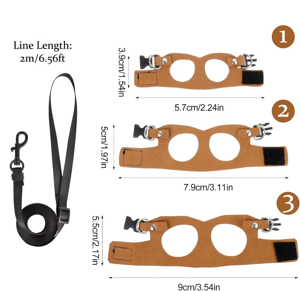3PC Bearded Dragon Leash and Harness Set S/M/M Soft Leather Vest Traction Rope for Small Animal Squirrel Rat, Gecko, Bearded Dragon (Brown)