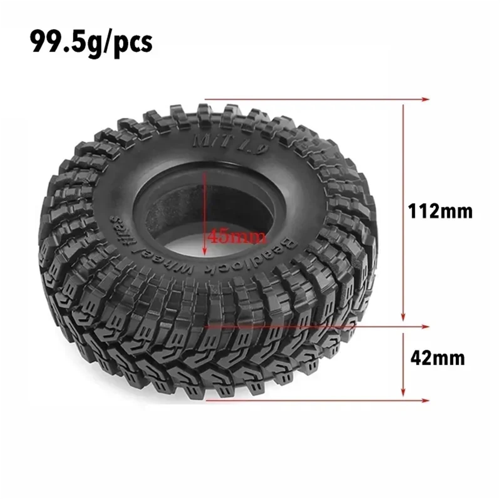 para Axial para Capra AXI03004 1/10 4 Uds 1,9 "neumáticos Rueda Goma Beadlock RC Coche Monster Truck Piezas Mejora Modelo Accesorio Reemplazar RC Coche NeumáTico Piezas