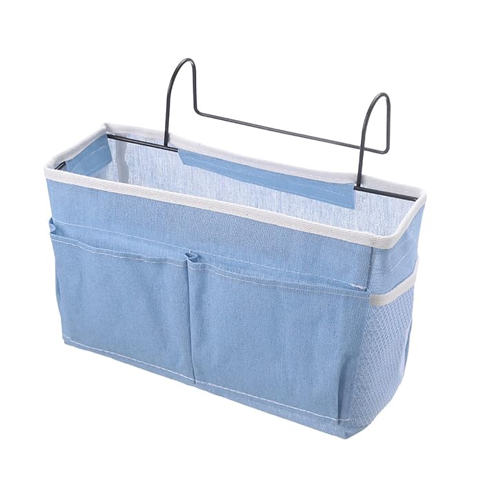 Someteth canvas and iron bedside hanging basket for dorm bed rail