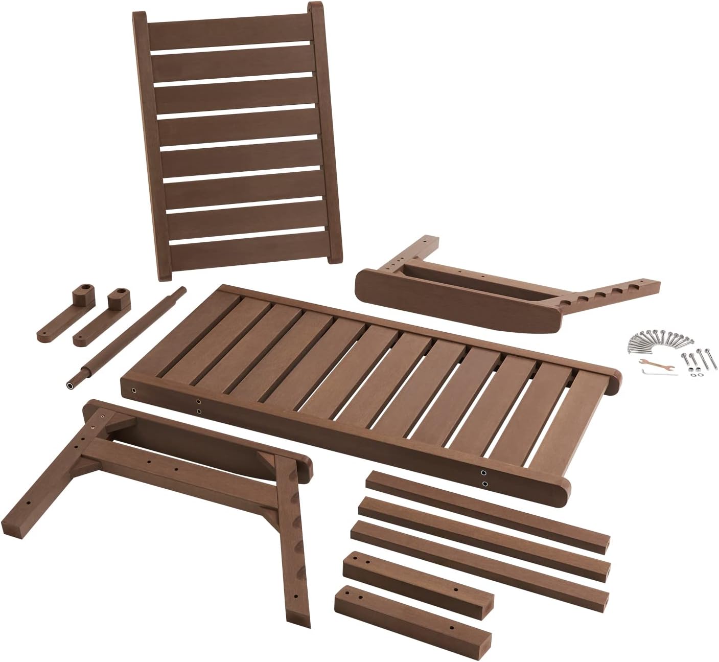 Chaise Lounge Set of 2, Poly Lumber, Outdoor Lounge Chair with Adjustable Backrest, Sturdy Weather Resistant Waterproof Fade Proof, for Poolside Patio Garden(Brown, 2 Pcs)