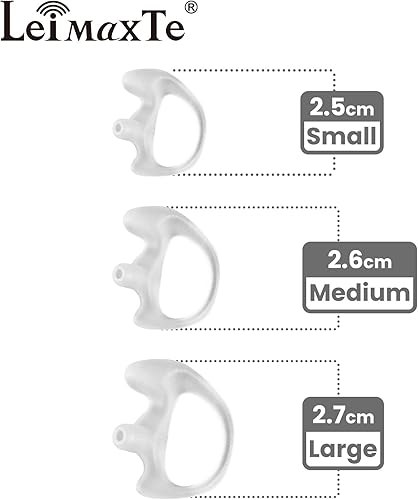 Miniatura 2 de Moldes de oído para auriculares de tubo acústico de radio bidireccional, kits de audio Earmold, auriculares de vigilancia (3 pares grande, mediano,