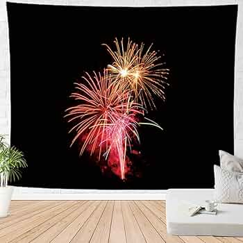 花火柄 タペストリー Amazon.co.jp: ANLAI カラフルな花火タペストリー夜空の壁に