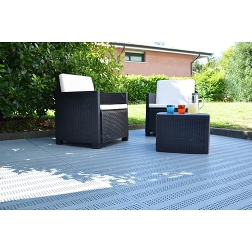 Kunststofffliese für den Außenbereich und den Garten, 60 x 60 cm, gelocht, 4 Stück, entspricht 1,5 m², Farbe grün.