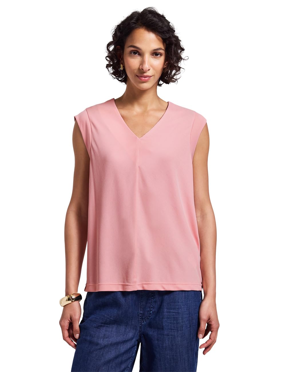 Street One Women's Silk Look Textured Shirt, Blush Peach, 12