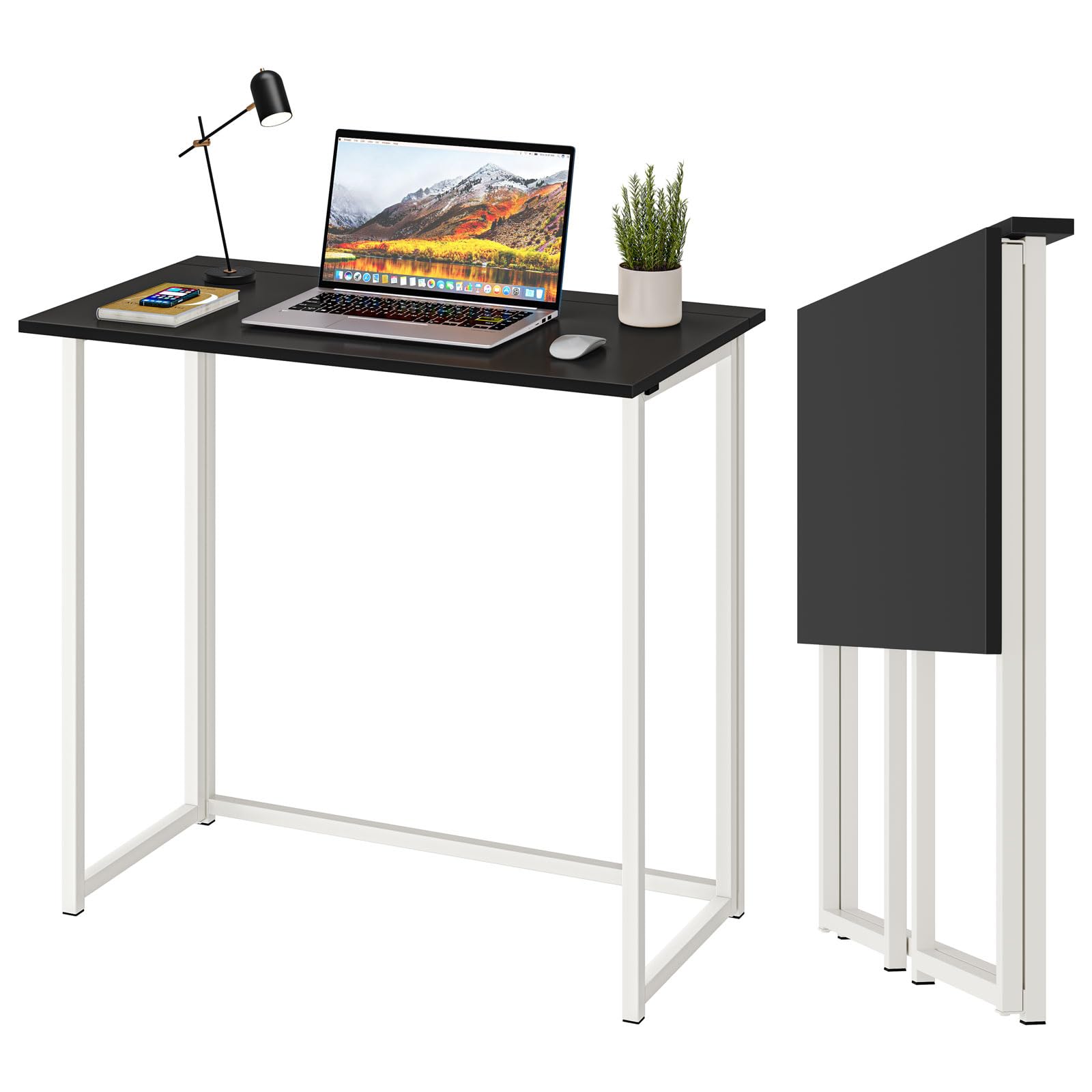 Dripex Compact Folding Desk No Assembly Required Computer Desk Folding Hobby Craft Table, Black — image 1