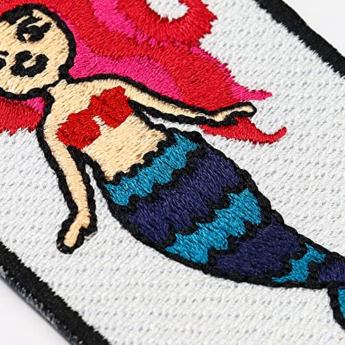 Image of Little Mermaid Children Toy Sticker Embroidered Patch Mermaid Emblem for All Fabrics | Kids Iron-on Patch for Children Clothes & Jeans | Repair Clothing Patches | 2.36x2.95 in