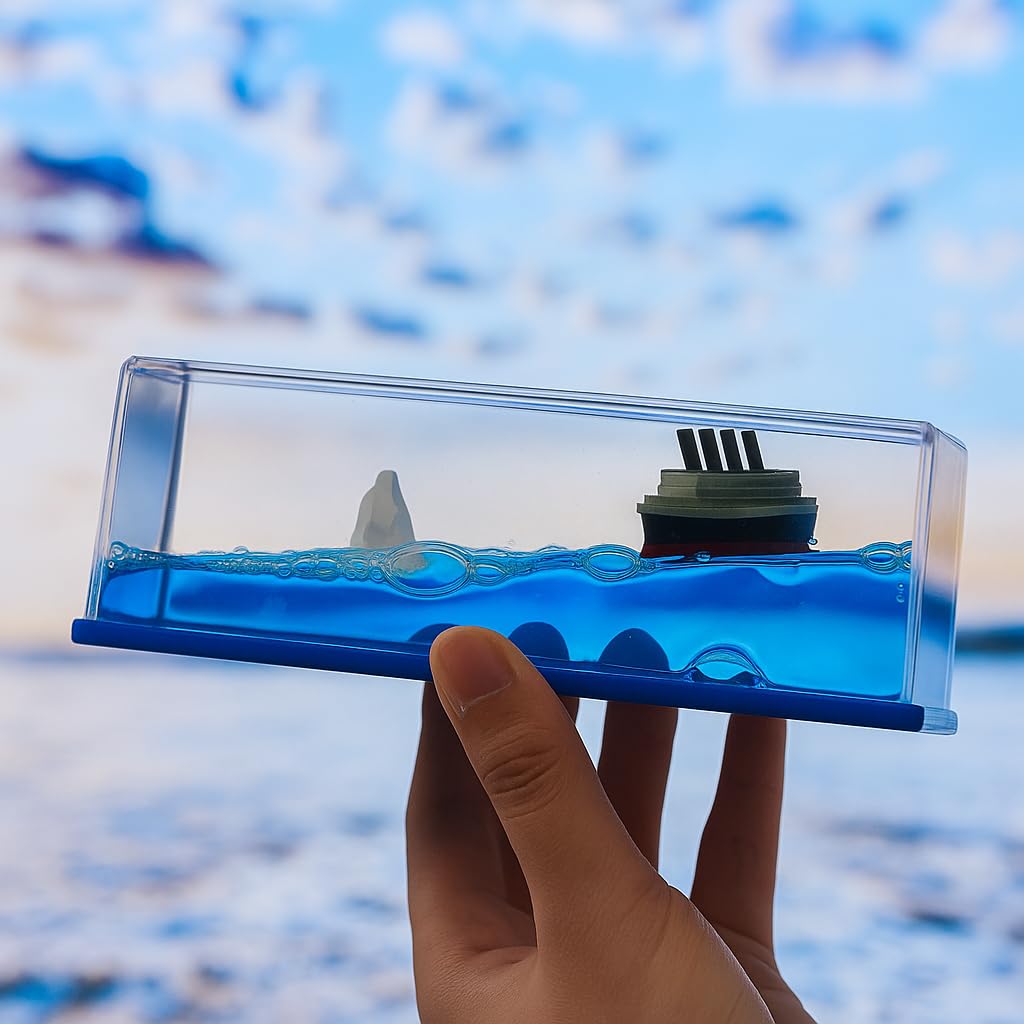 Lumevo Acrylic Titanic Liquid Wave Cruise Ship – Car Dashboard & Interior Decoration, Nautical Showpiece for Home, Office & Gifting