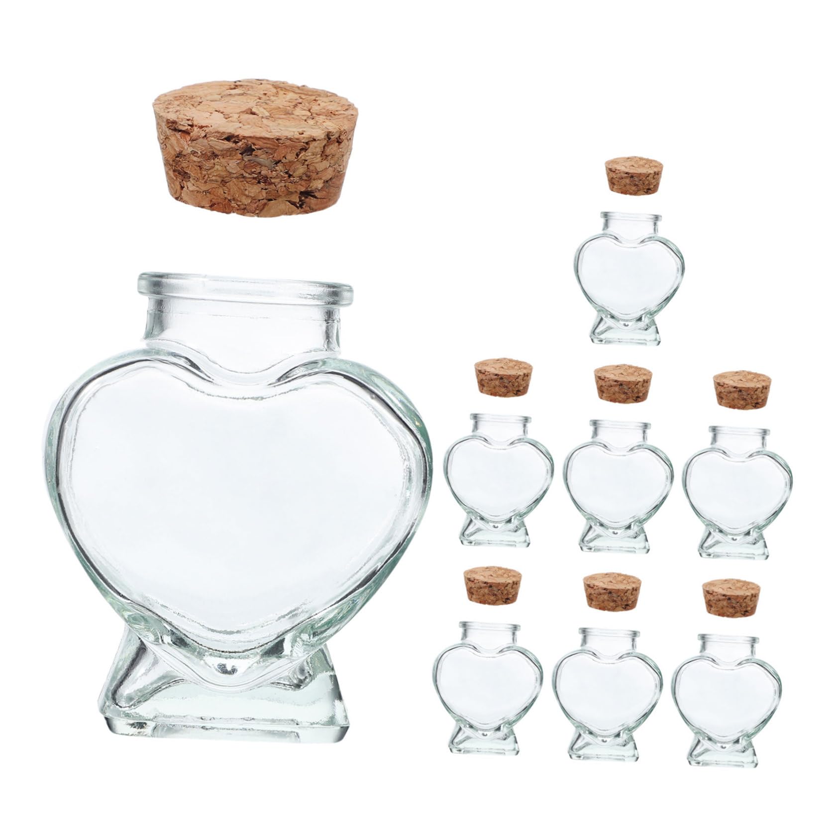 Mini bouteilles verre transparent cœur pour vos cadeaux d'invités