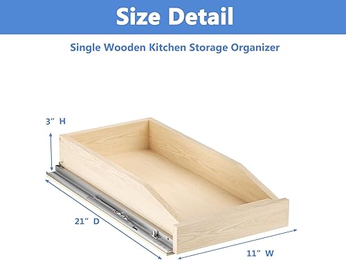 Miniatura 3 de LOVMOR Organizador extraíble individual de 10-12 pulgadas de ancho x 21 pulgadas de profundidad, estantes de almacenamiento de cajones deslizables