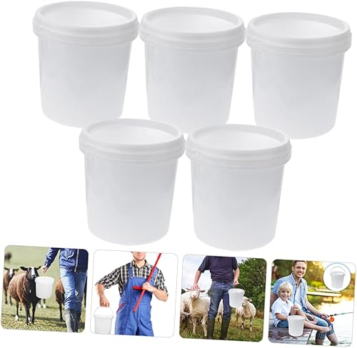 Miniatura 9 de CHILDWEET Cubo de plástico portátil de 5 piezas con tapa, cubo de agua para granja, playa y uso doméstico, capacidad versátil de lavado y